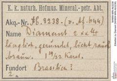 Etiketten zu Diamant (NHMW-MIN-Ab3238)
